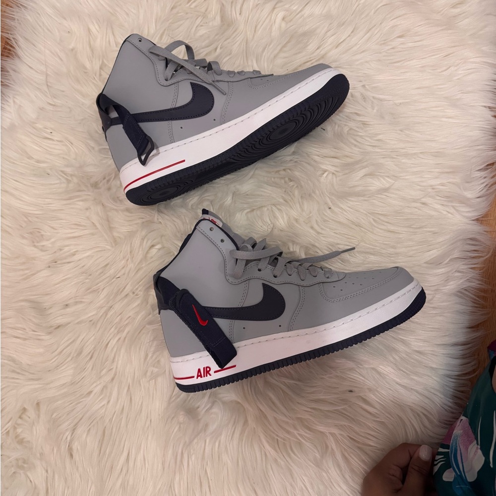 Nike Gray and Black High-Tops with Red Detail